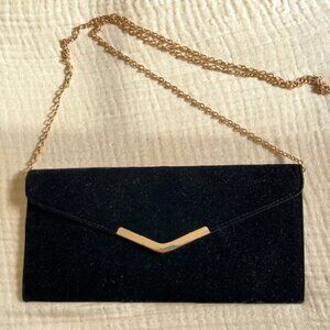 Velveteen envelope style evening bag shoulder/clutch